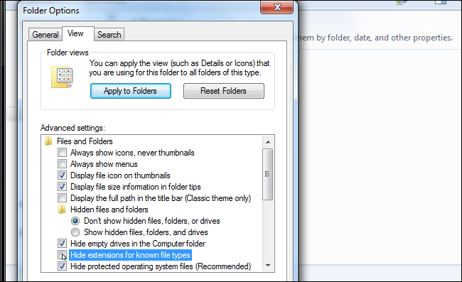 How to Show File Extension in Windows 7