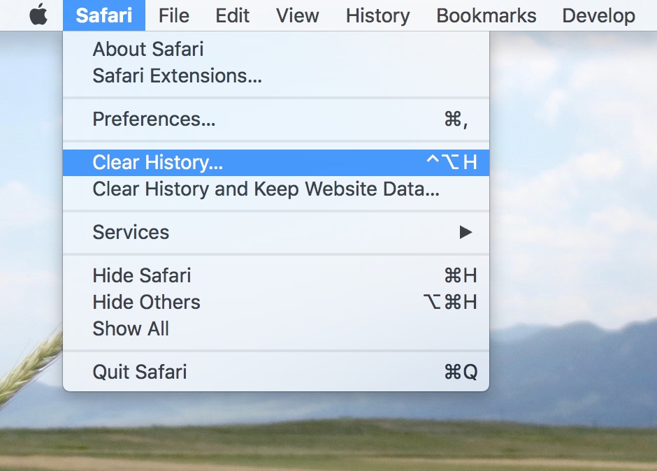 Clear cookies on your Mac default browser, Safari