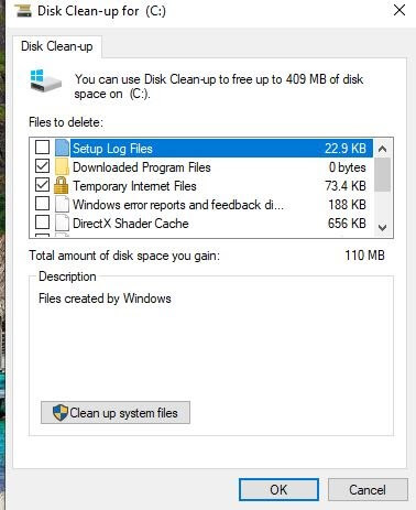 Manually delete temporary files