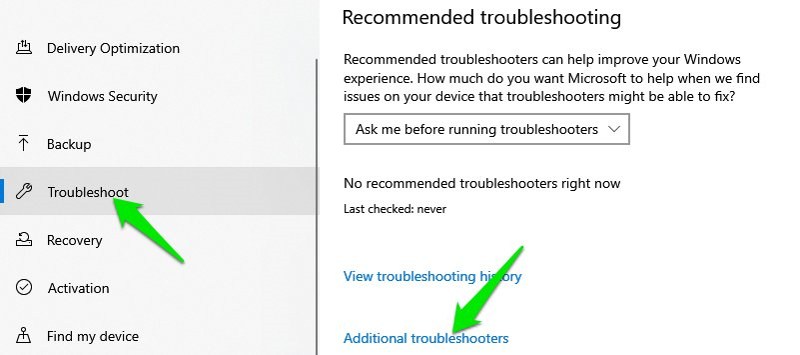 additional troubleshooter