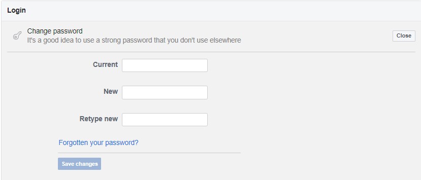 enter your current password next to 'Current