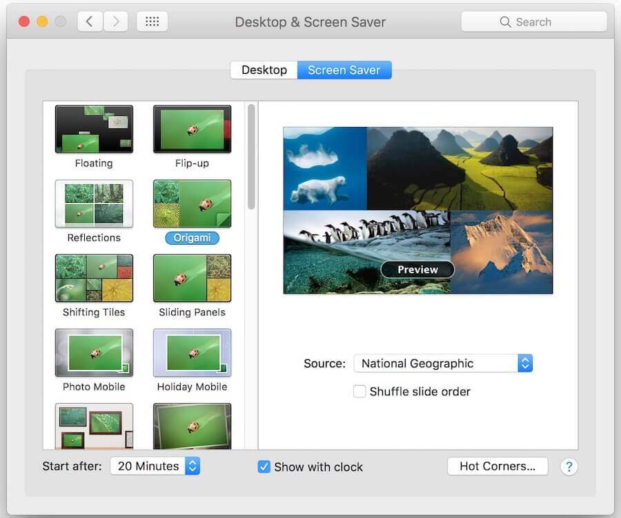 screen saver in mac