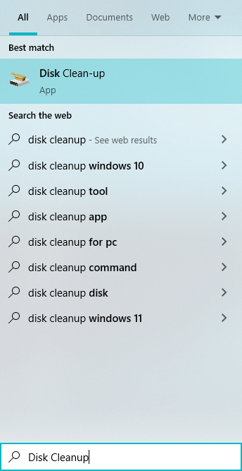 type "Disk Cleanup